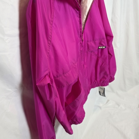 80s Pacific Trail Pink Windbreaker Pullover XL Hood Vintage Jacket Coat Tags - Picture 3 of 16